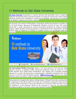 11 methods to Osh State University