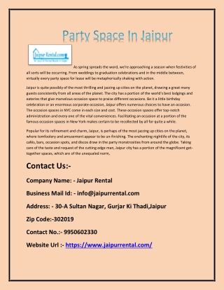 Party Space In Jaipur