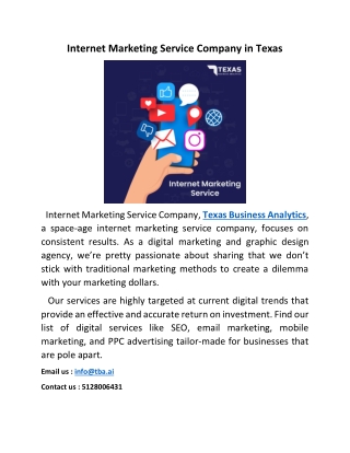 Internet Marketing Service Company in Texas
