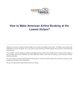 How to Make American Airline Booking at the Lowest Airfare