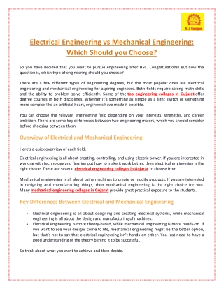 Electrical Engineering vs Mechanical Engineering Which Should you Choose?