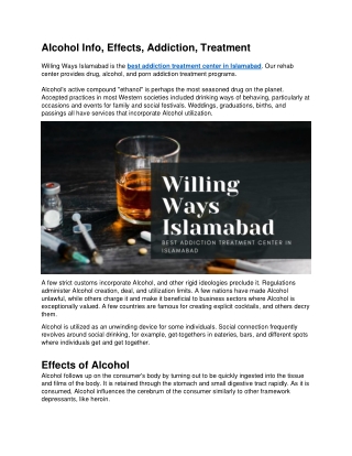 Alcohol treatment in islamabad