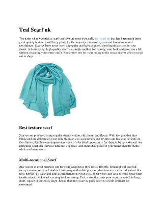 Stunning Teal Scarf uk Style for Women