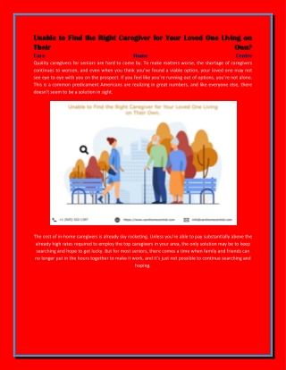 Unable to Find the Right Caregiver for Your Loved One Living on Their Own