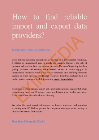 How to find reliable import and export data providers