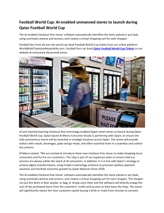 Football World Cup AI-enabled unmanned stores to launch during Qatar Football World Cup