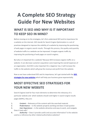 A Complete SEO Strategy Guide For New Websites