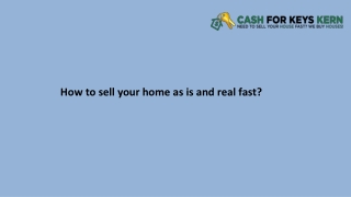 How to sell your home as is and real fast