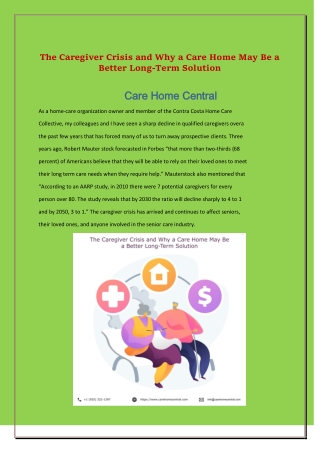 The Caregiver Crisis and Why a Care Home May Be a Better Long-Term Solution