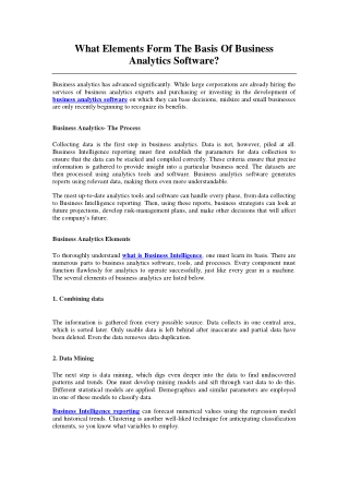 What Elements Form The Basis Of Business Analytics Software