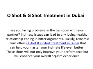 O Shot & G Shot Treatment in Dubai