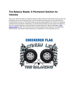Balancing beads| Checkered Flag Tire Balance Beads