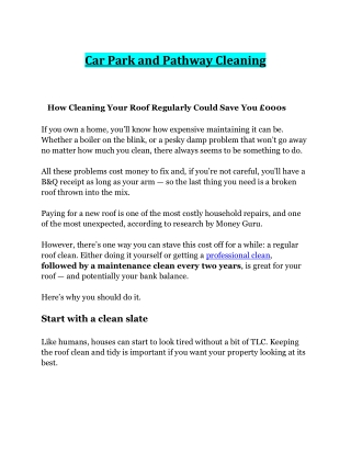 Car Park and Pathway Cleaning