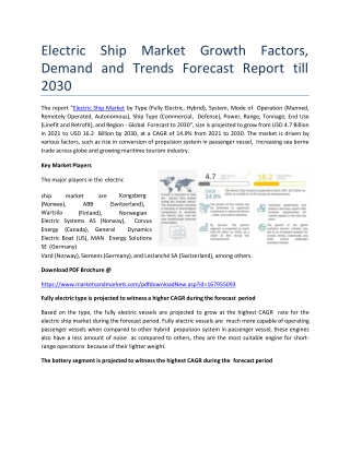 Electric Ship Market Growth Factors, Demand and Trends Forecast Report till 2030