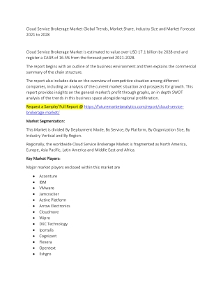 Cloud Service Brokerage Market Trends, Market Share, Industry Size, Growth, and Market Forecast 2021 to 2028