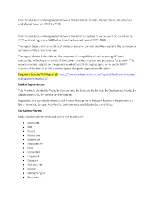 Identity and Access Management Network Market Trends, Market Share, Industry Size, Growth, and Market Forecast 2021 to 2