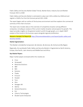 Public Safety and Security Market Trends, Market Share, Industry Size, Growth, and Market Forecast 2021 to 2028