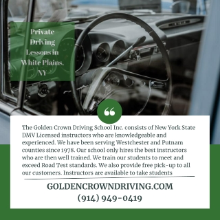 Private Driving Lessons in White Plains, NY