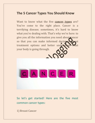 The 5 Cancer Types You Should Know