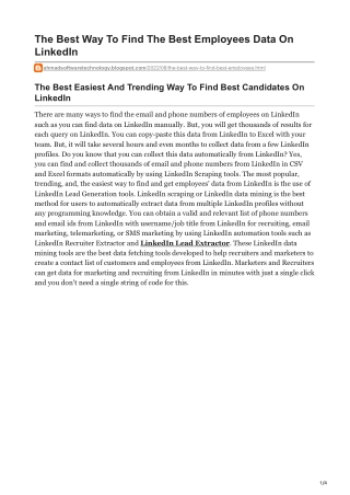 1The Best Way To Find The Best Employees Data On LinkedIn