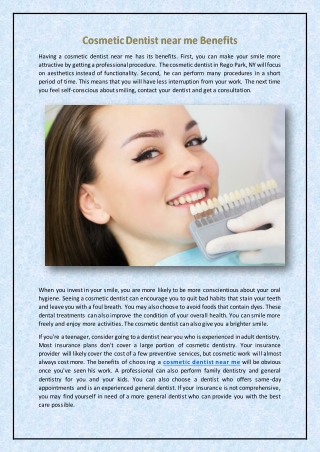 Cosmetic Dentist near me Benefits