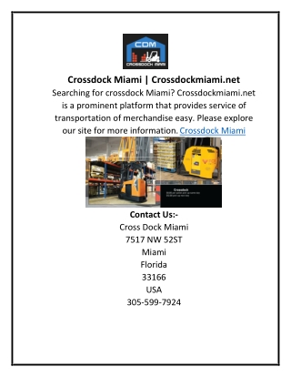 Crossdock Miami Crossdockmiami.net