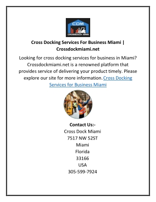 Cross Docking Services For Business Miami  Crossdockmiami.net2