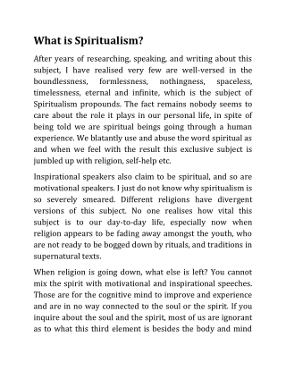 What is Spiritualism