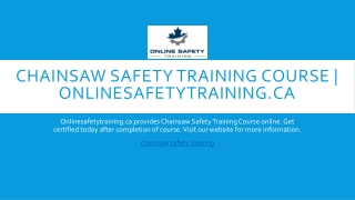 Chainsaw Safety Training Course | Onlinesafetytraining.ca