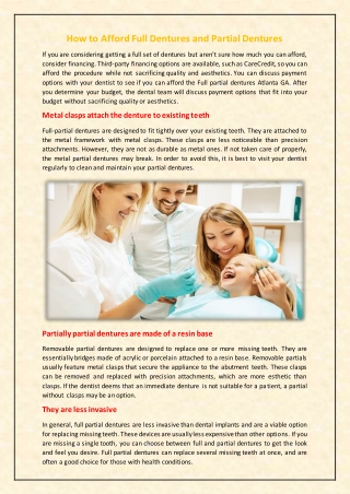 How to Afford Full Dentures and Partial Dentures