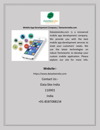 Mobile App Development Company  Dataslexindia