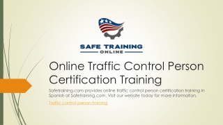 Online Traffic Control Person Certification Training