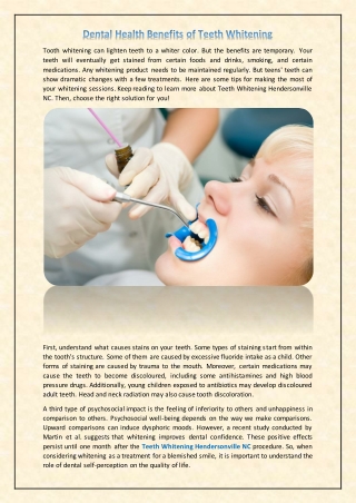 Dental Health Benefits of Teeth Whitening