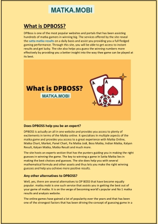 What is DPBOSS?