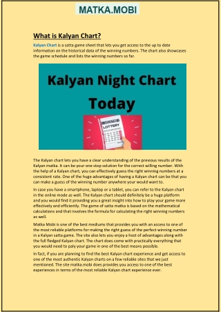 What is Kalyan Chart?