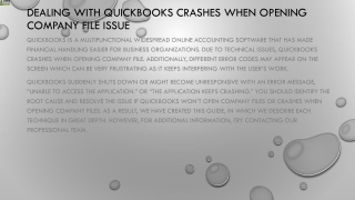 A complete method to resolve QuickBooks Crashes When Opening Company File issue