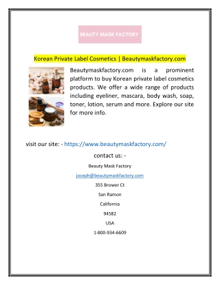 Korean Private Label Cosmetics Beautymaskfactorycom