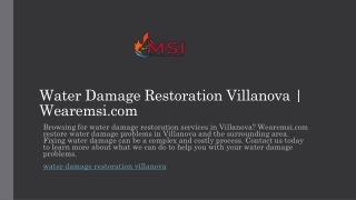 Water Damage Restoration Villanova | Wearemsi.com