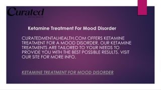 Ketamine Treatment For Mood Disorder  Curatedmentalhealth.com