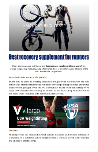 Best recovery supplement for runners from Vitargo