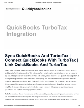 QuickBooks TurboTax integration - quicklybookonline