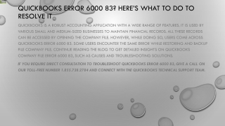 Easy techniques to rectify QuickBooks Error 6000 83
