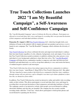 True Touch Collections Launches 2022 I am My Beautiful Campaign