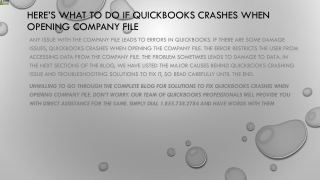 Easy techniques to resolve QuickBooks crashes when opening company file issue