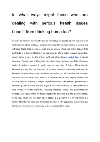 In what ways might those who are dealing with serious health issues benefit from