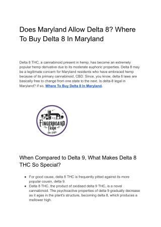 Does Maryland Allow Delta 8? Where To Buy Delta 8 In Maryland