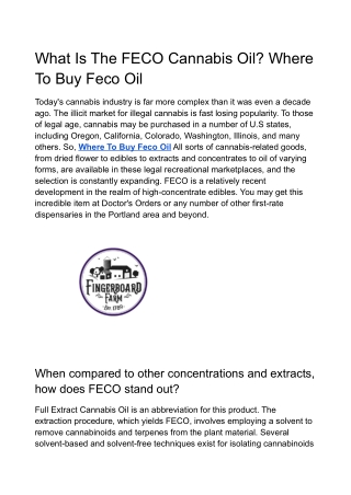 What Is The FECO Cannabis Oil? Where To Buy Feco Oil