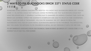 Simple techniques to resolve QuickBooks Error 3371 status code 11118