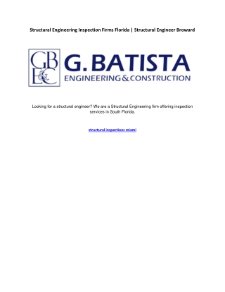 Structural Engineering Inspection Firms Florida Structural Engineer Broward