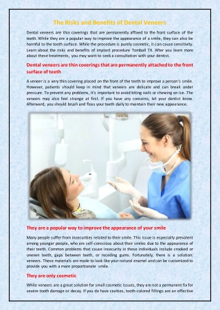 The Risks and Benefits of Dental Veneers